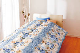 国産高級羽毛布団(フランス産ホワイトダックダウン使用)<ブルー>