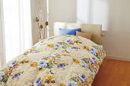 国産高級羽毛布団(フランス産ホワイトダックダウン使用)<ブルー>