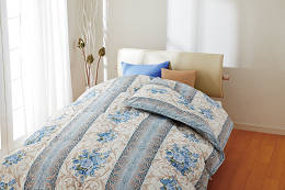 国産高級羽毛布団2枚組(ハンガリー産シルバーマザーグースダウン使用)<ブルー>